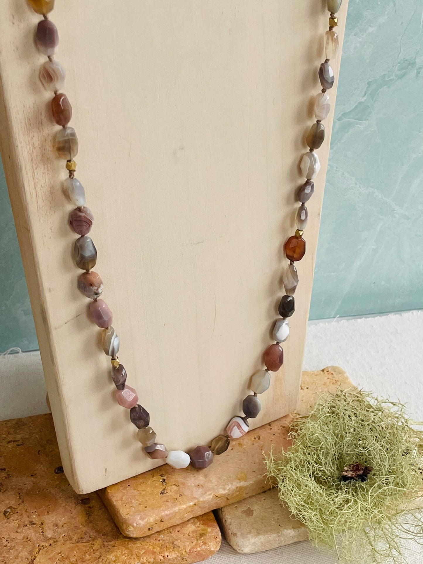 Hand Knotted Botswana Agate Necklace