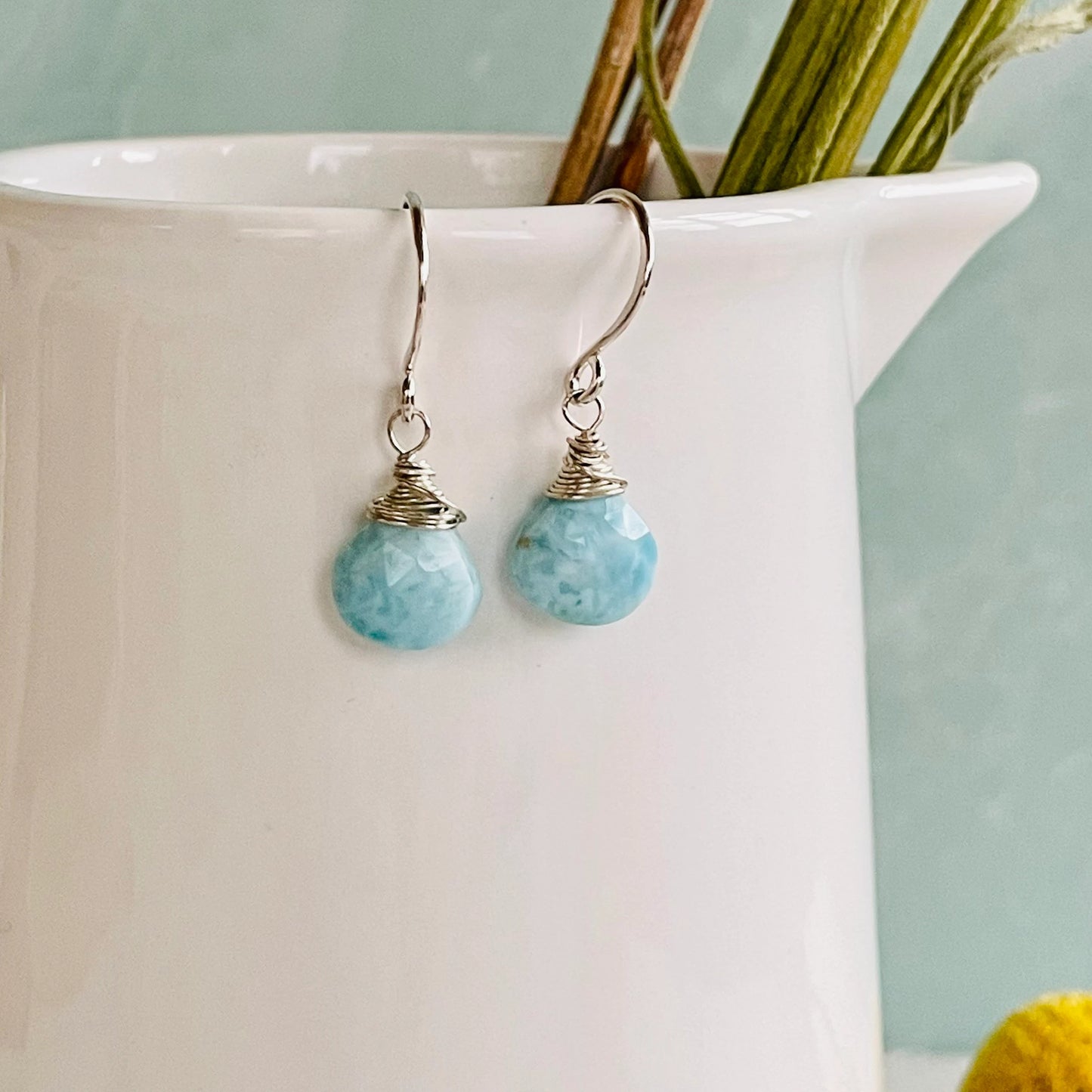 Simple Larimar Drop Earrings