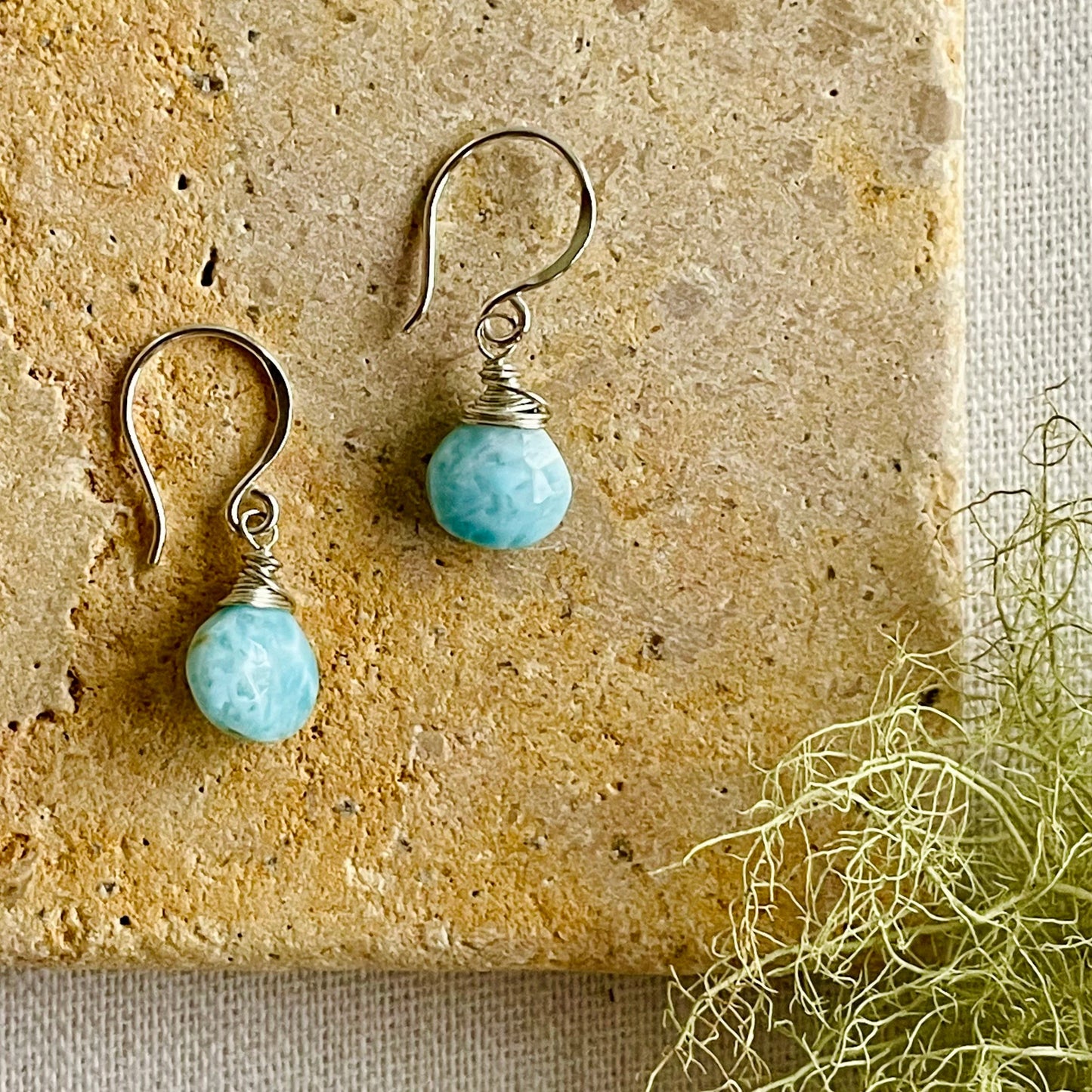 Simple Larimar Drop Earrings