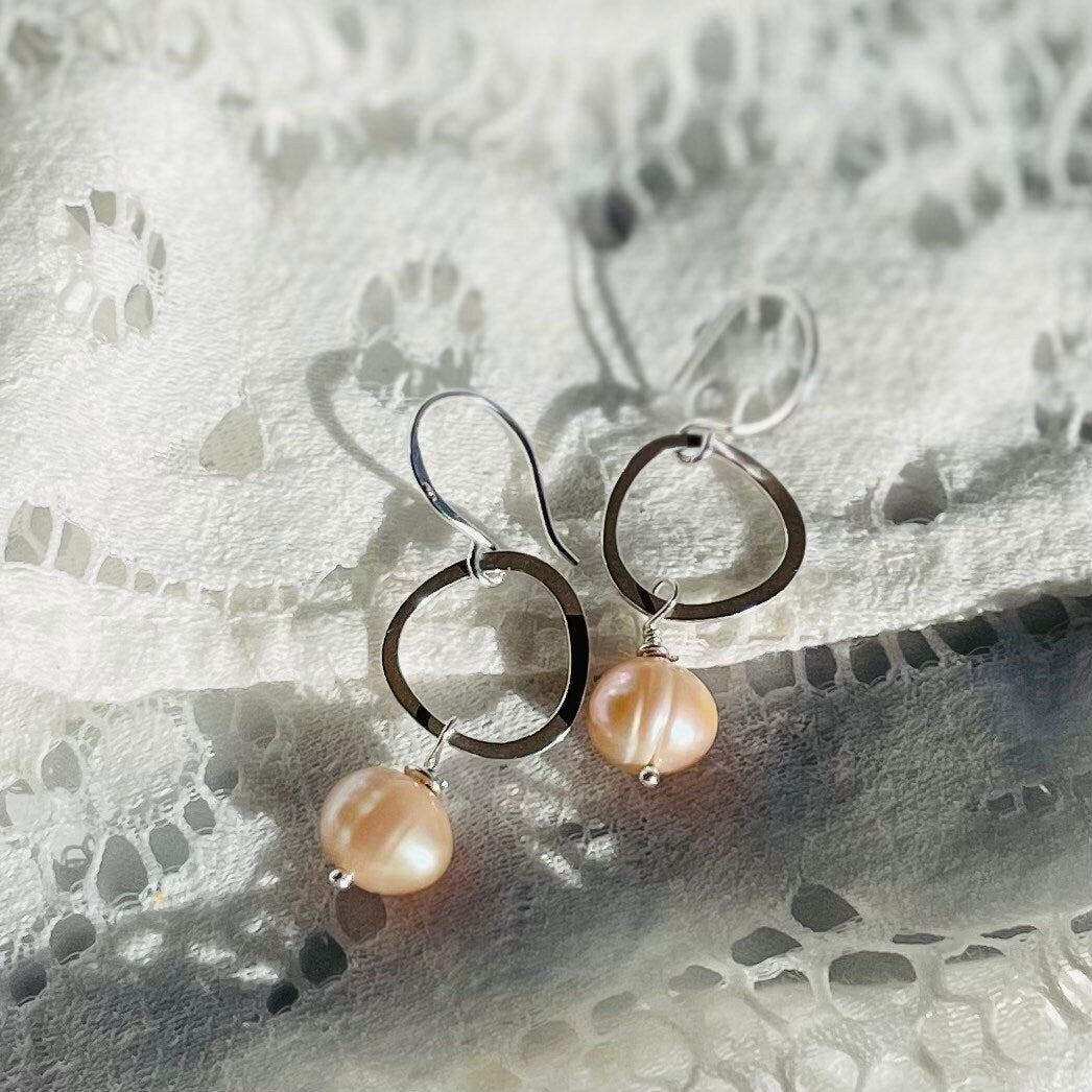 Pink Pearl Drop Earrings