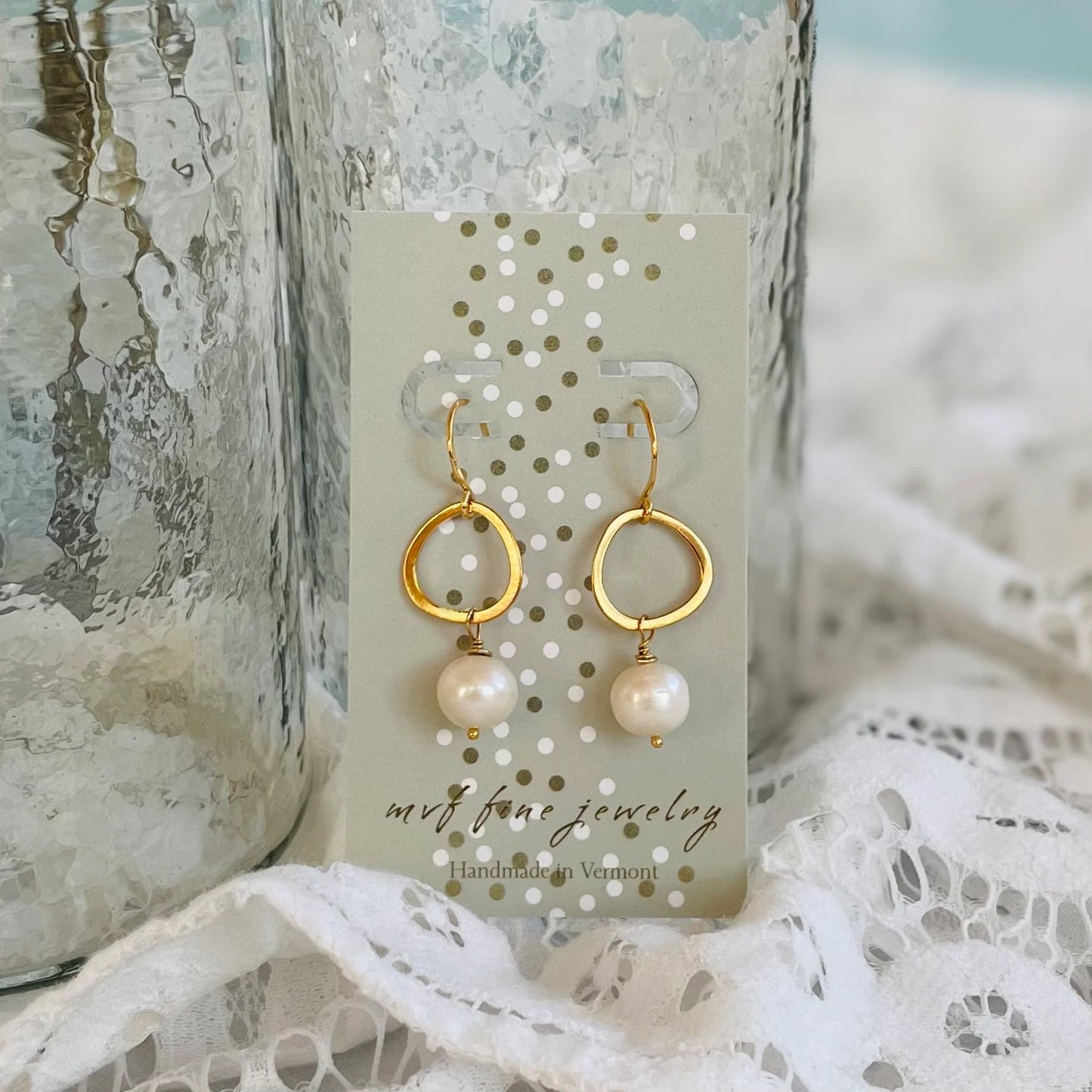 White Pearl Drop Earrings