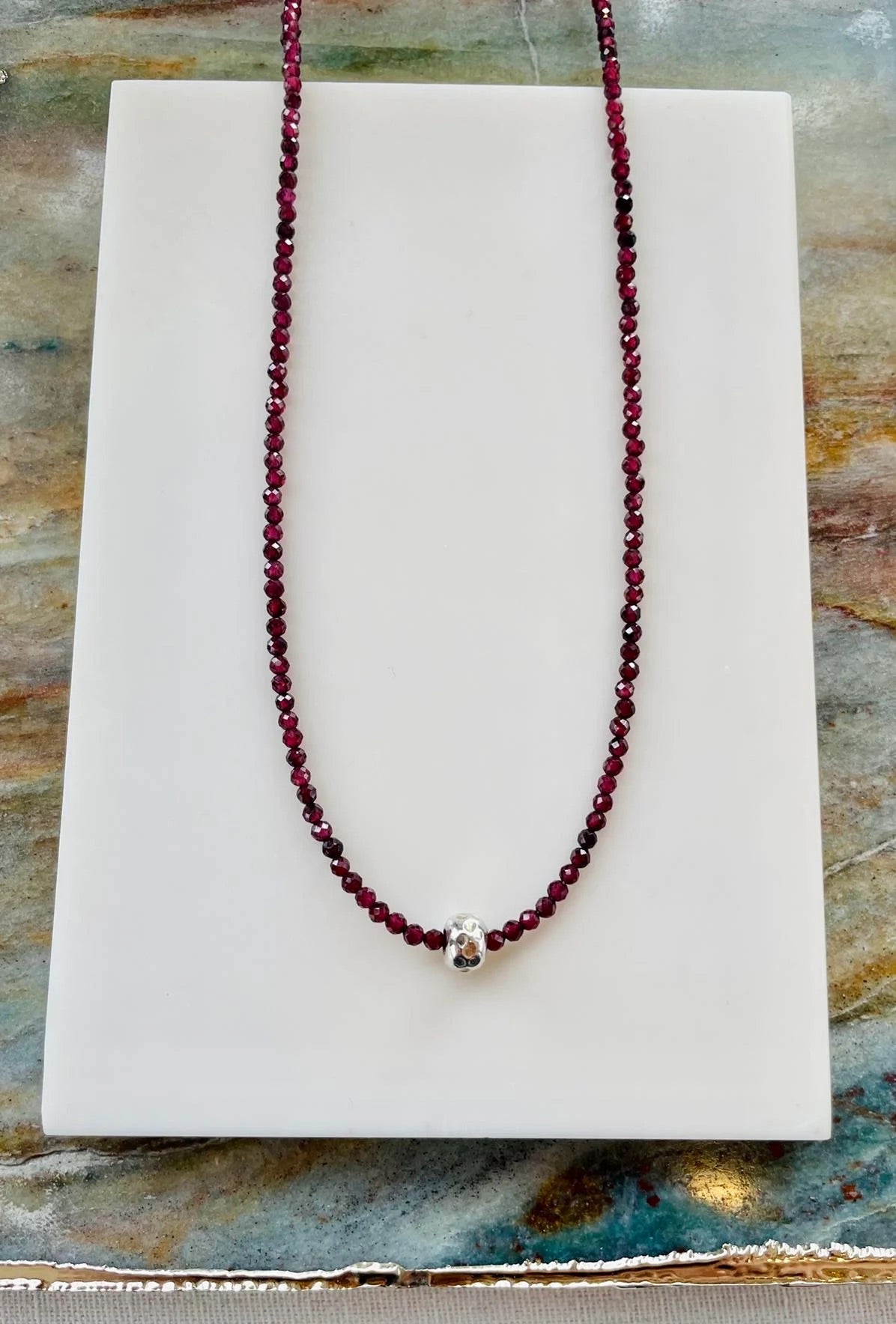 Garnet Gemstone Slide Necklace