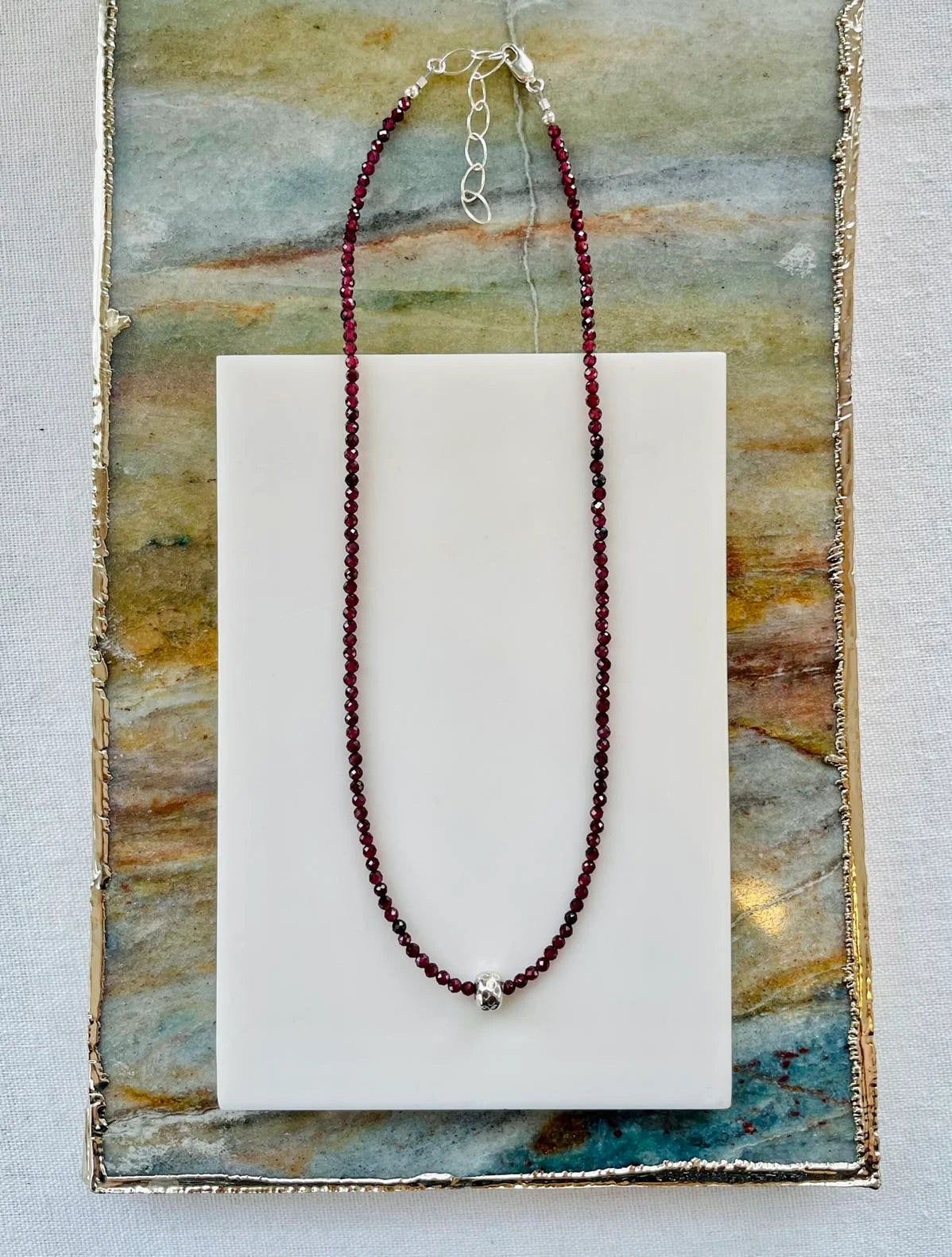 Garnet Gemstone Slide Necklace