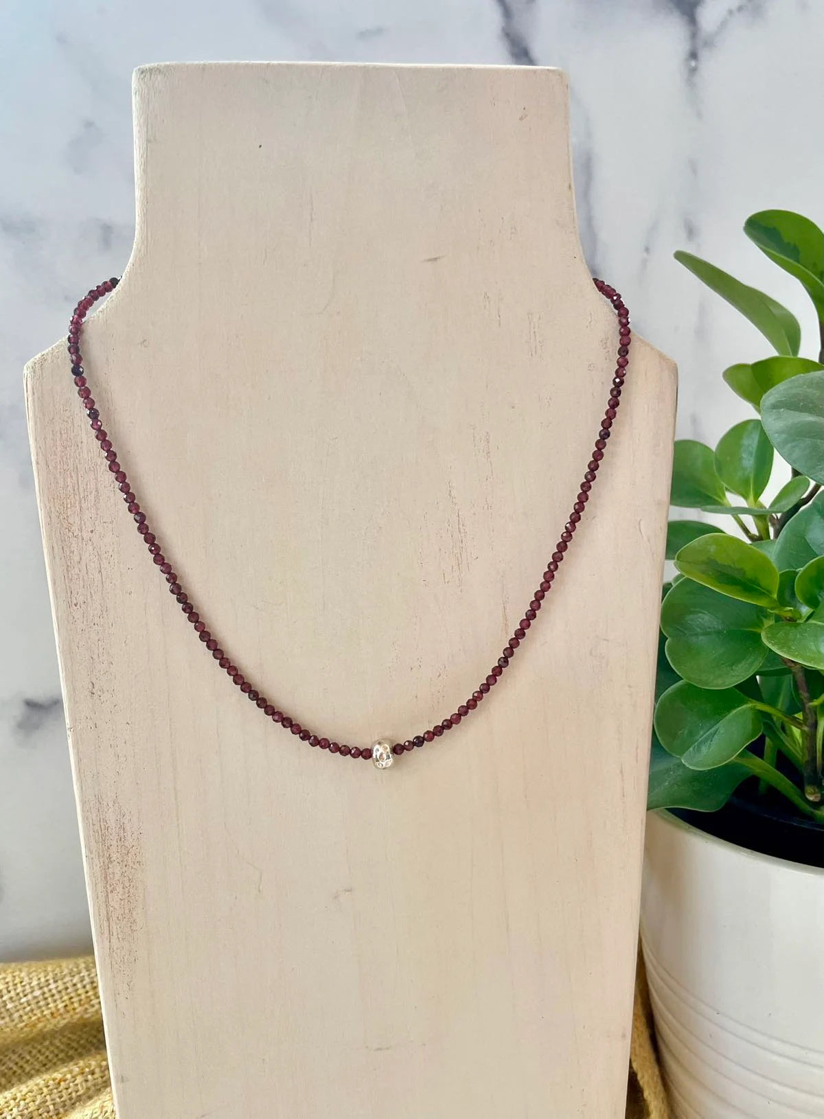 Garnet Gemstone Slide Necklace