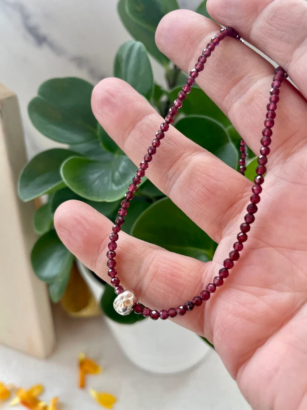 Garnet Gemstone Slide Necklace