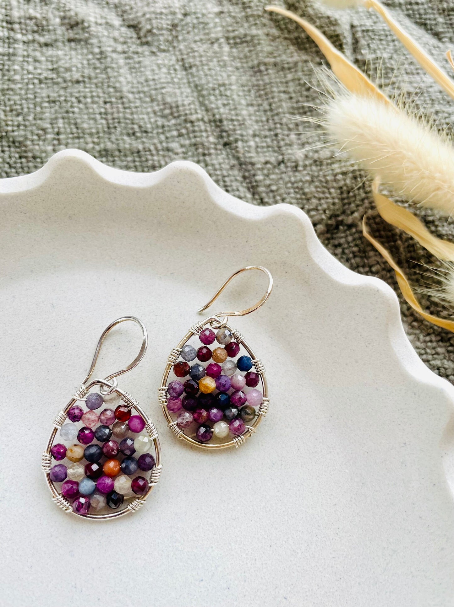 Mini Sapphire and Silver Teardrop Earrings