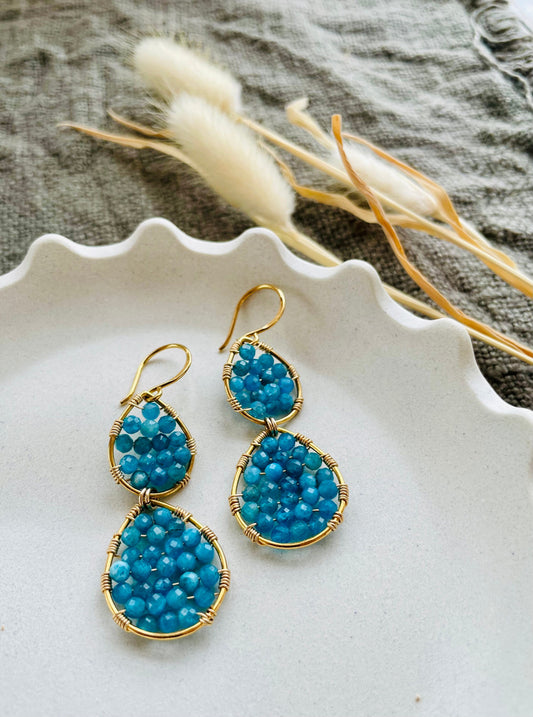 Apatite Teardrop Earrings in Gold