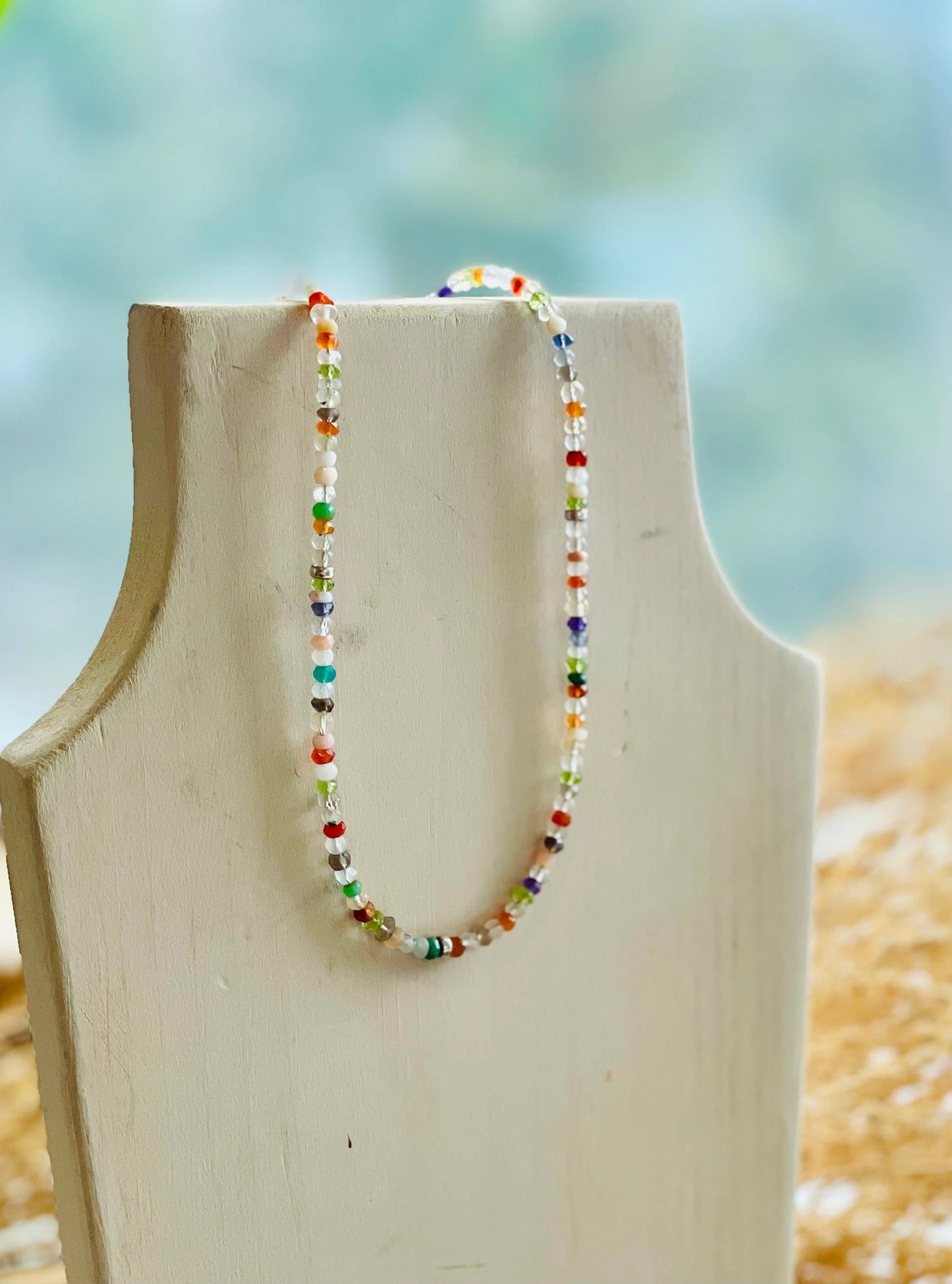 Delicate Faceted Multicolored Gemstone Necklace