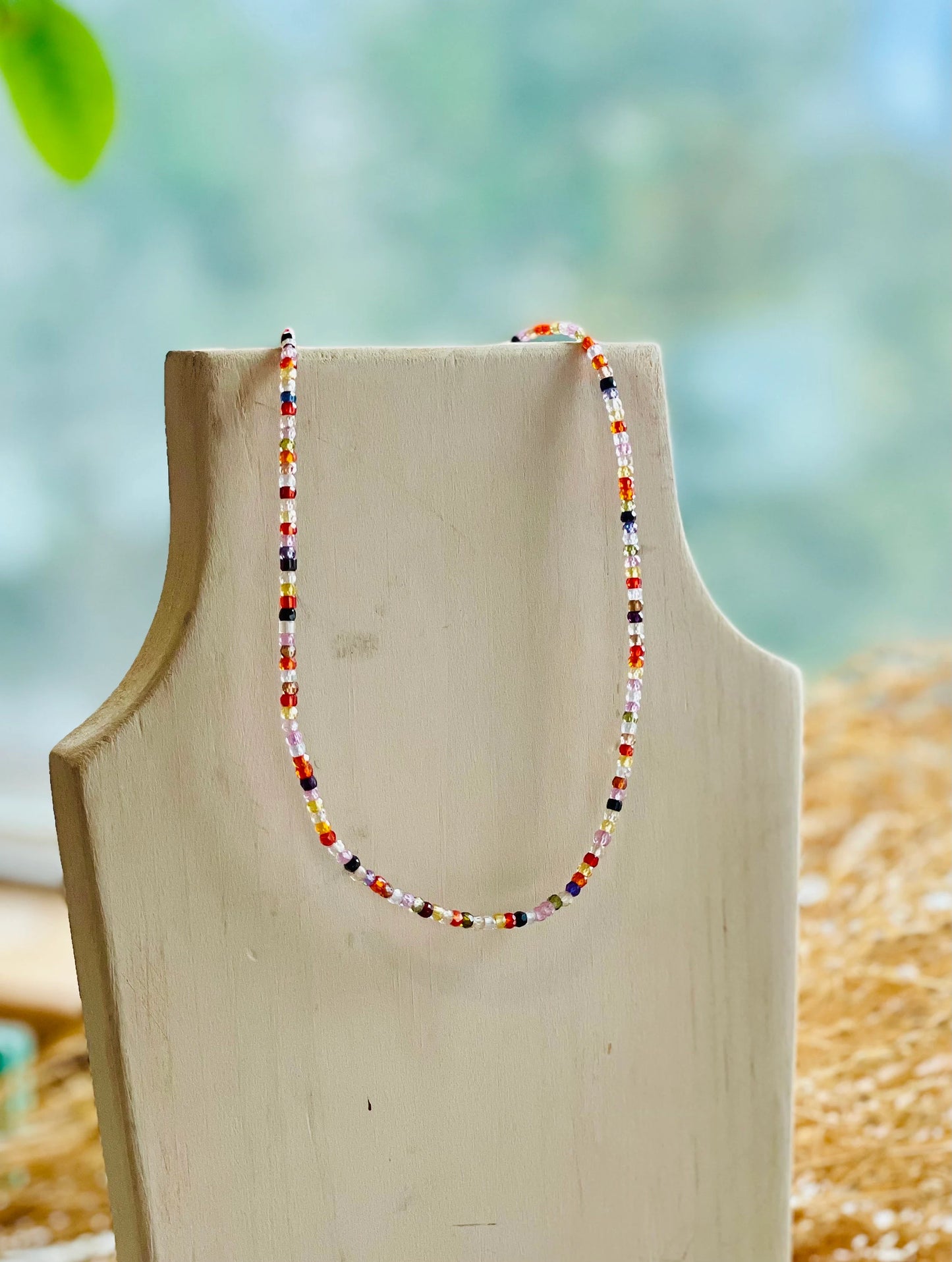 Delicate Faceted Multicolored Cubic Zirconia Necklace