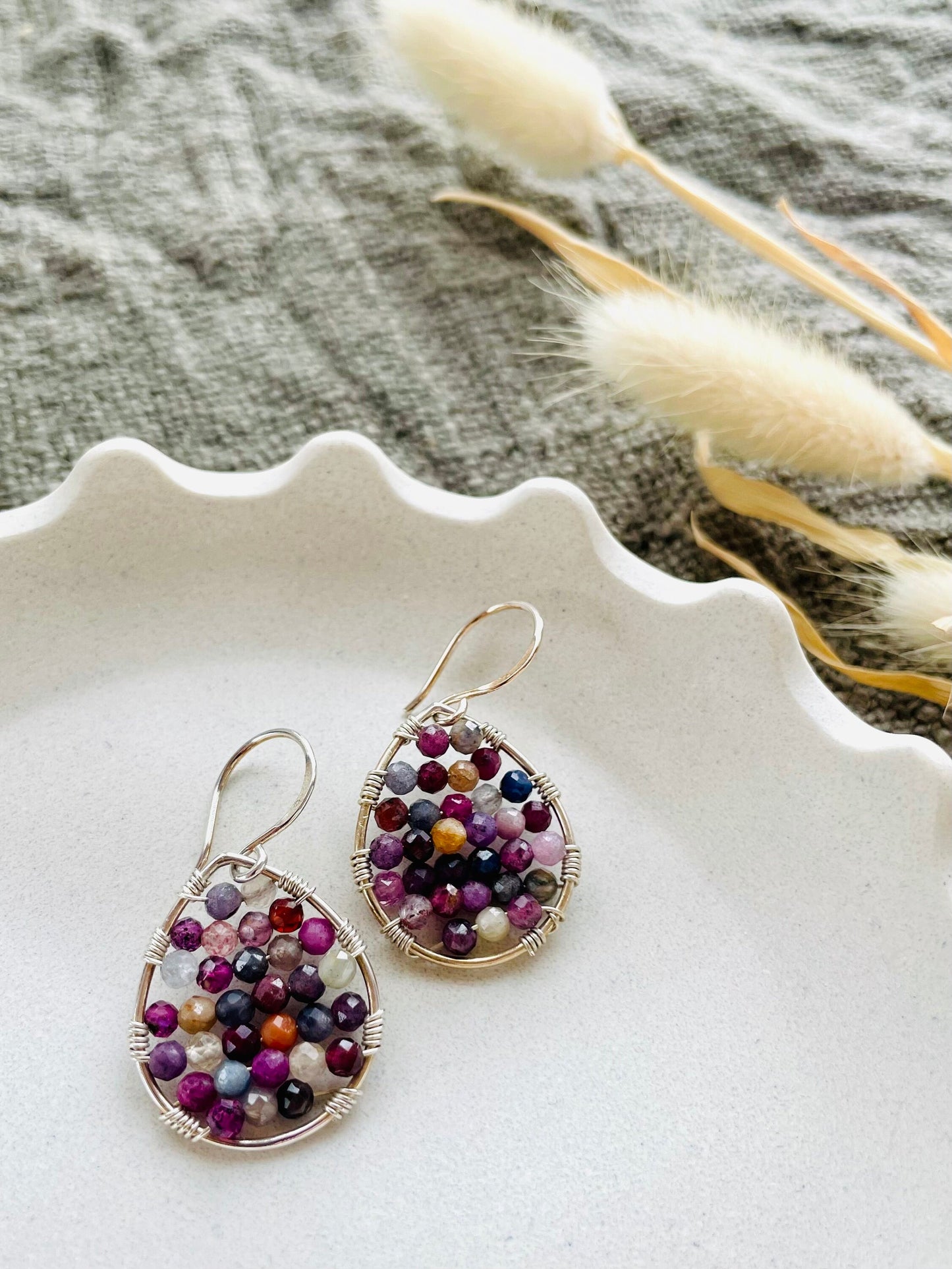 Mini Sapphire and Silver Teardrop Earrings