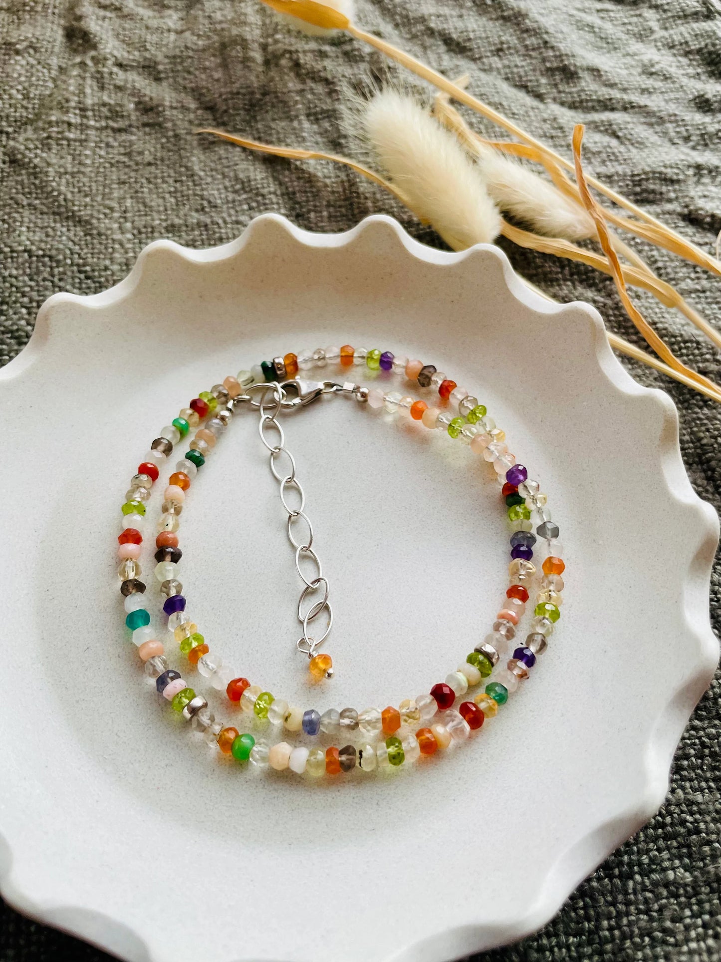 Delicate Faceted Multicolored Cubic Zirconia Necklace