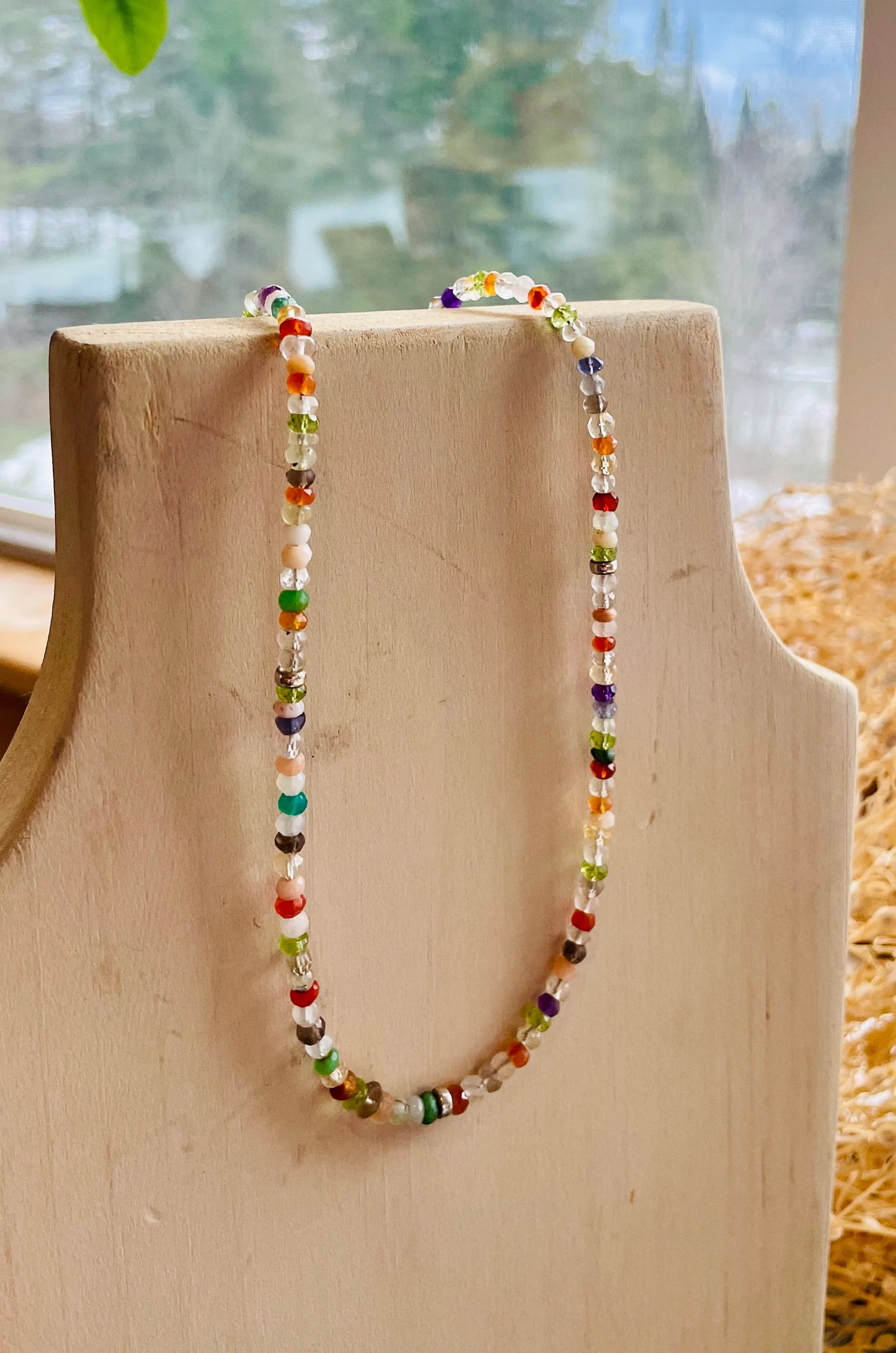 Delicate Faceted Multicolored Gemstone Necklace